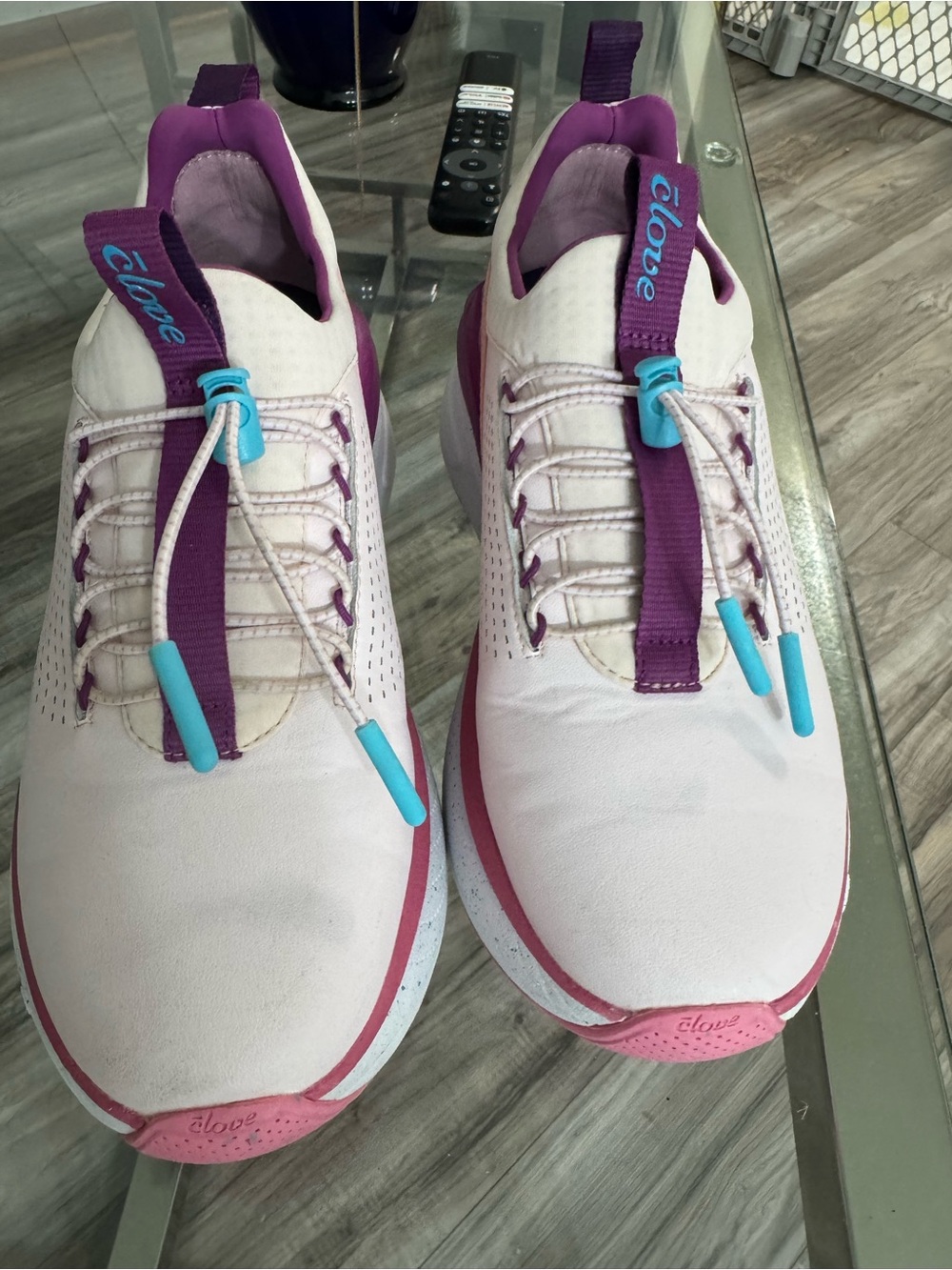 elove Women's Light Pink and Purple Athletic Slip-On Sneakers